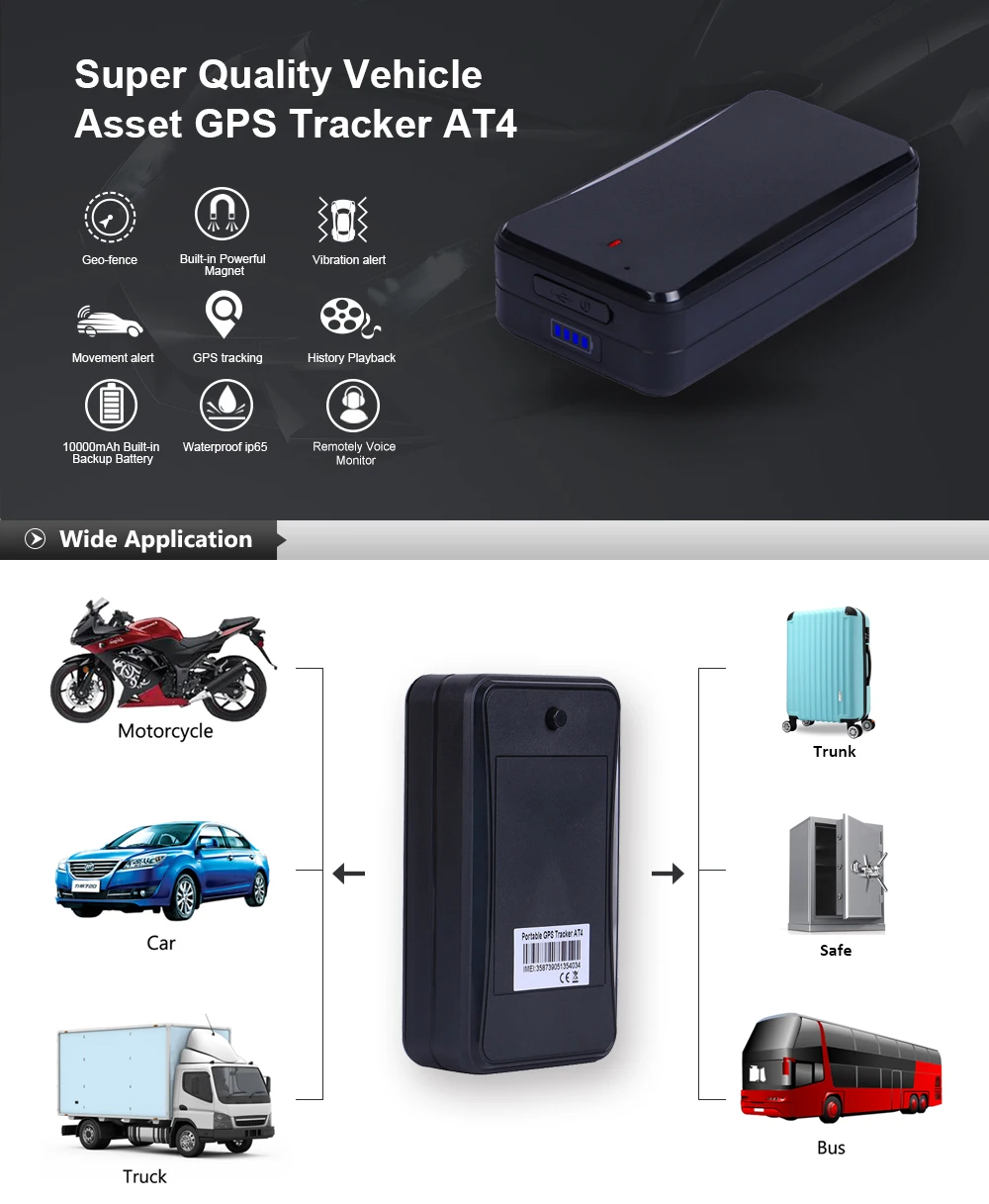 Магнитный автомобильный трекер, gps Concox AT4, 10000 мА/ч, водонепроницаемый, IPX5, автомобильный трекер, Rastreador, голосовой монитор, аварийное оповещение, приложение в режиме реального времени