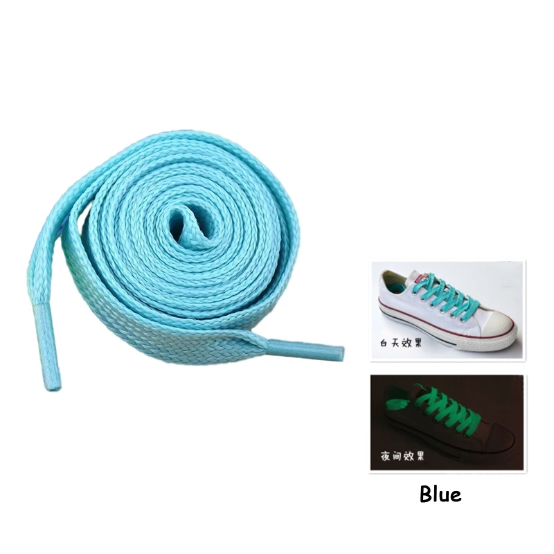 1 Pair Blue 3 пары спортивной обуви кружево 1 м полиэстер неоновый цвет светящиеся флуоресцентные шнурки - Цвет: 1 Pair Blue
