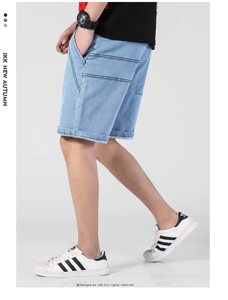 Summer thin Elastic Waist band Denim Shorts Mens Loose Plus Size Big 4XL 5XL 6XL Large Size Shorts Casual Fat Male Jeans Bermuda