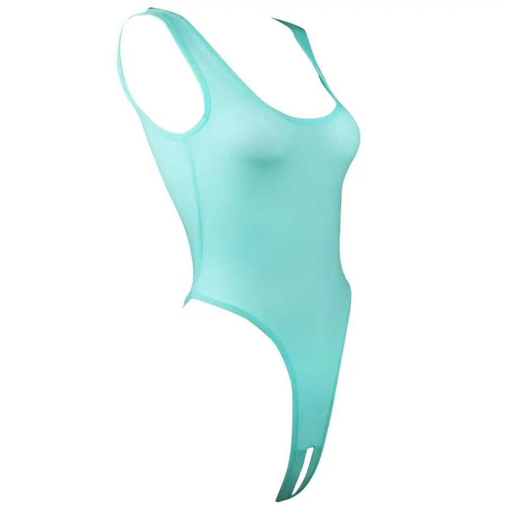 Женский слитный купальник с открытой промежностью высоким вырезом трико боди