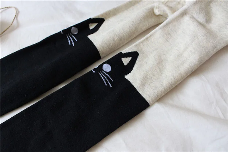 Хлопковые обтягивающие леггинсы с милым принтом кота для девочек ростом 75 95 см