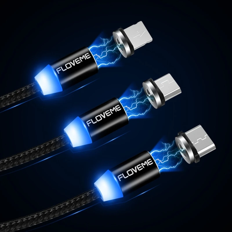 HAWEEL м 1 M 2A 8 Pin + Micro USB USB-C/type-C к нейлоновый Магнитный зарядный кабель для iPhone iPad и