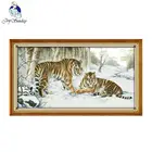 Вышивка крестиком Joy Sunday с тигром, вышивка с надписью, простой дизайн для рукоделия, домашний декор
