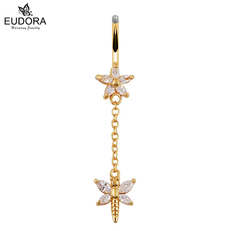 Пикантное кольцо штанга для пирсинга тела из хирургической стали|dragonfly ring|gold plated