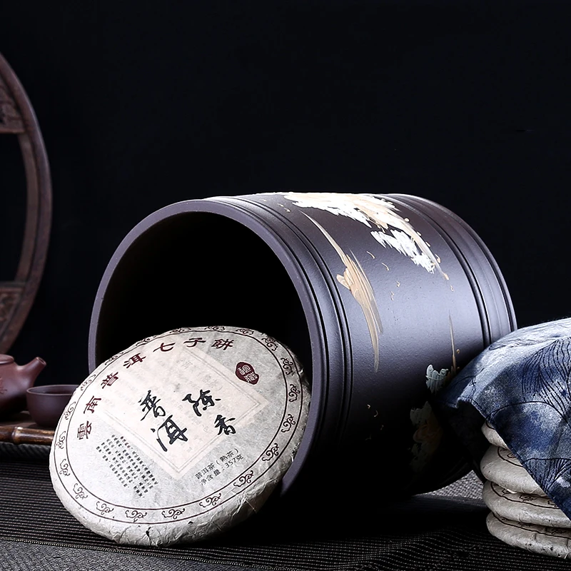 Аутентичные Yixing фиолетовые глиняные чайные банки ручная роспись Ландшафтный чай