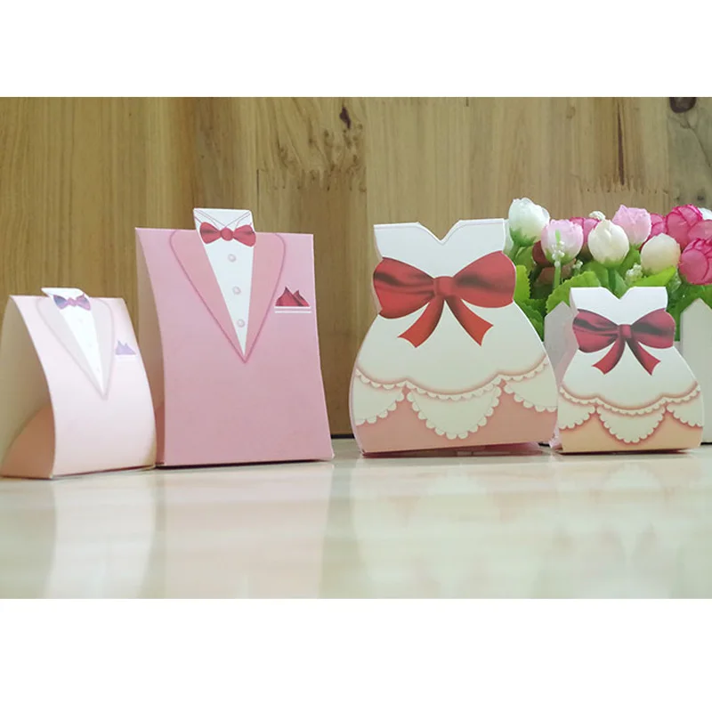 Хит! 100 шт./лот коробка для свадебных конфет креативное платье костюмов милая