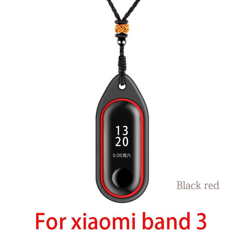 black red Силиконовый чехол Для Xiaomi mi Band 3/2 Mi Band 3 NFC Замена ремешка Украшение кулон Mi Band 2 аксессуары Защитное покрытие - Цвет: black red