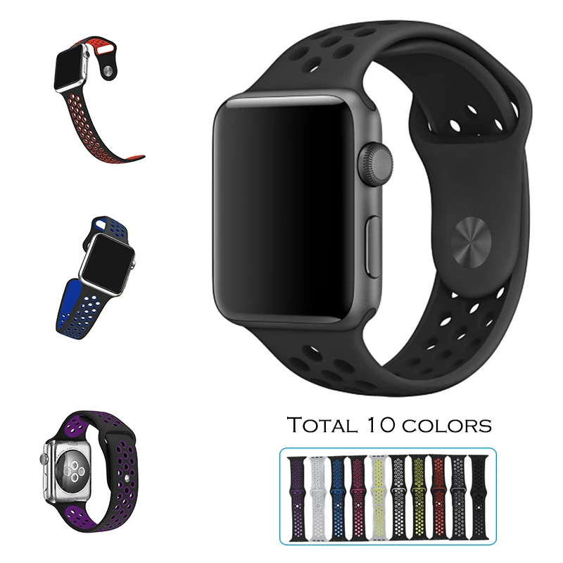 URVOI полосы для NIKE + apple watch серии 1 2 с свет Гибкая Дышащий силиконовый ремешок Nike