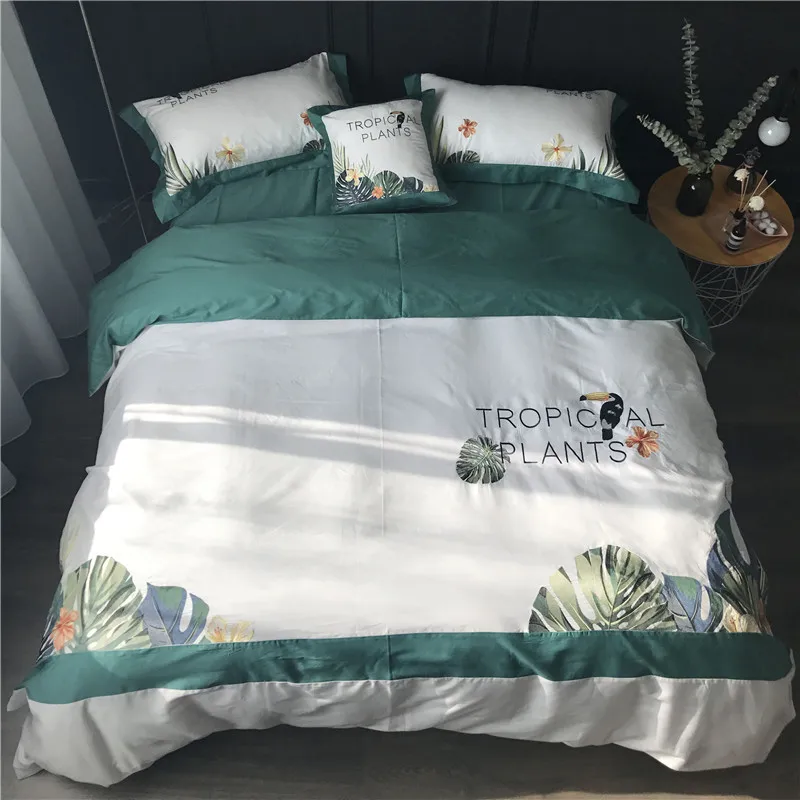 Постельные принадлежности Цветочная вышивка 100% Египетский хлопок