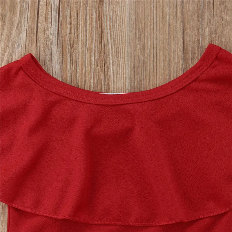 Летняя одежда для маленьких девочек 3 шт. Однотонная футболка с оборками топы
