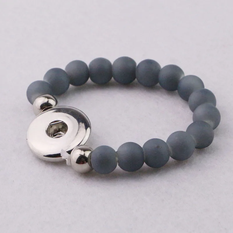 Новые модные синие эластичные браслеты 8 мм с бусинами и металлическими кнопками