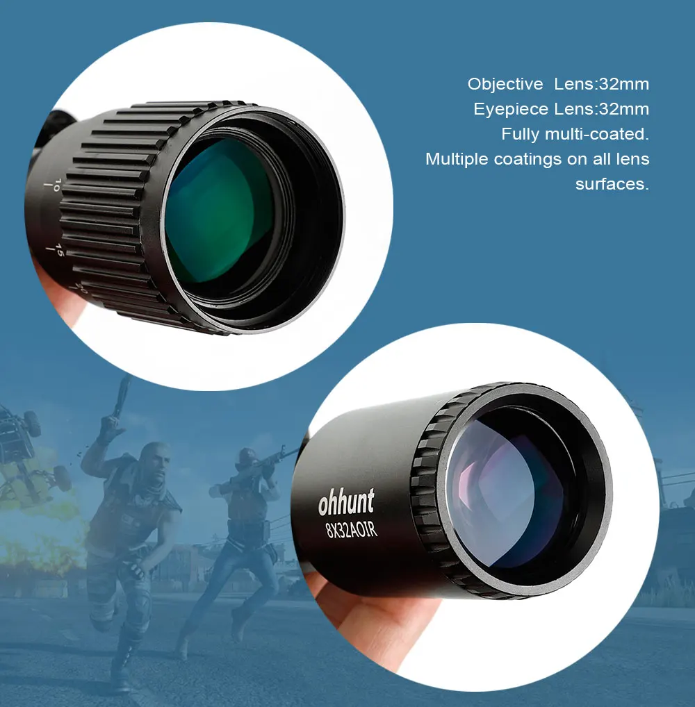 Ohhunt 8X32 AOIR охотничий компактный прицел для винтовки Mil Dot с подсветкой Стекло травленый визир прицел тактический оптика прицел