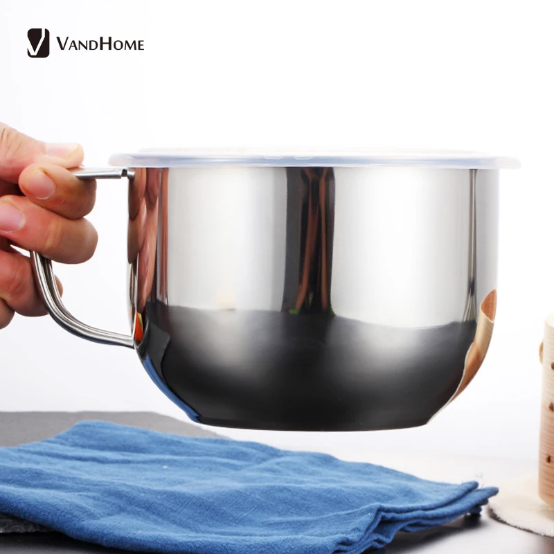 VandHome китайская миска из нержавеющей стали с ручкой для лапши крышкой