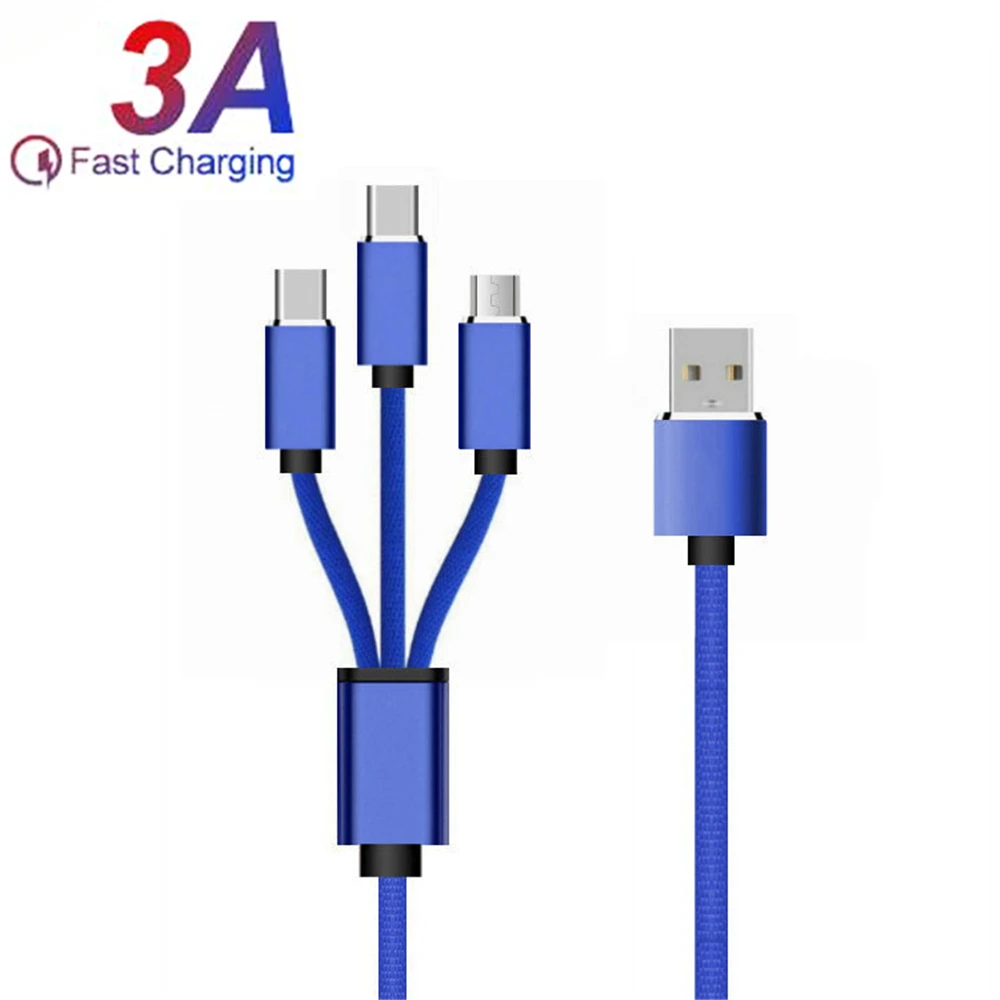 5 шт. Быстрая зарядка QC3.0 USB кабель 3 в 1 Micro для Android Type C кабели мобильных телефонов