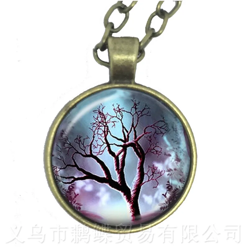 Древо жизни ожерелье бабочка картина бижутерия со стеклянными кабошонами