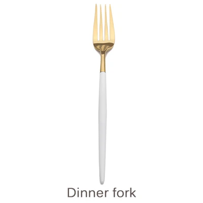 Dinner Fork Lekoch 5 шт./компл. белого золота набор столовых приборов 18/10 Нержавеющая сталь десерт Ножи Вилка Набор совков Western Еда набор свадебный подарок - Цвет: Dinner Fork