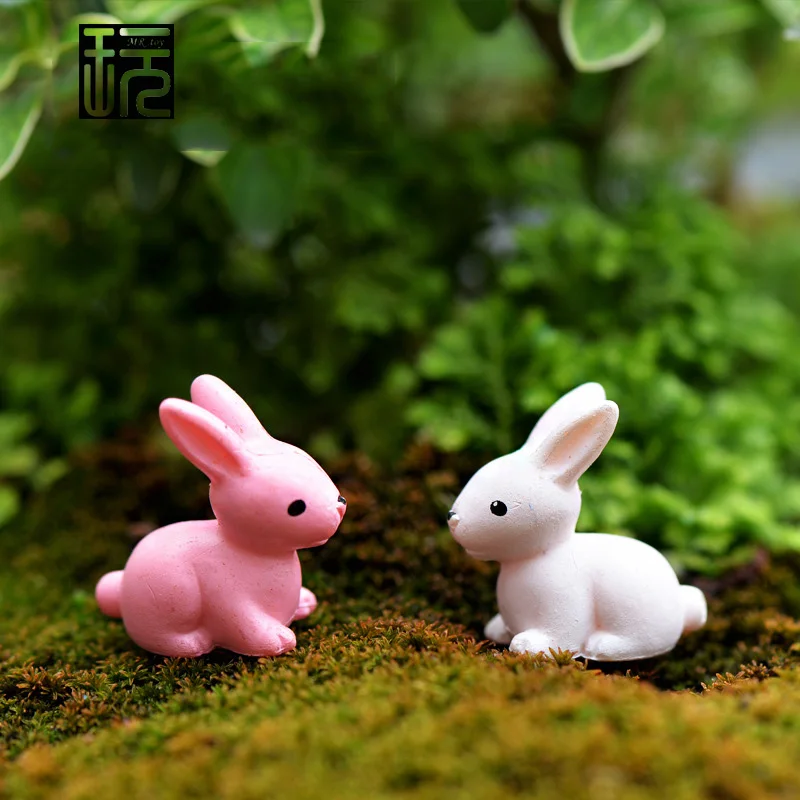 Искусственный розовый/белый кролик и Кролик модель мини животные садовые