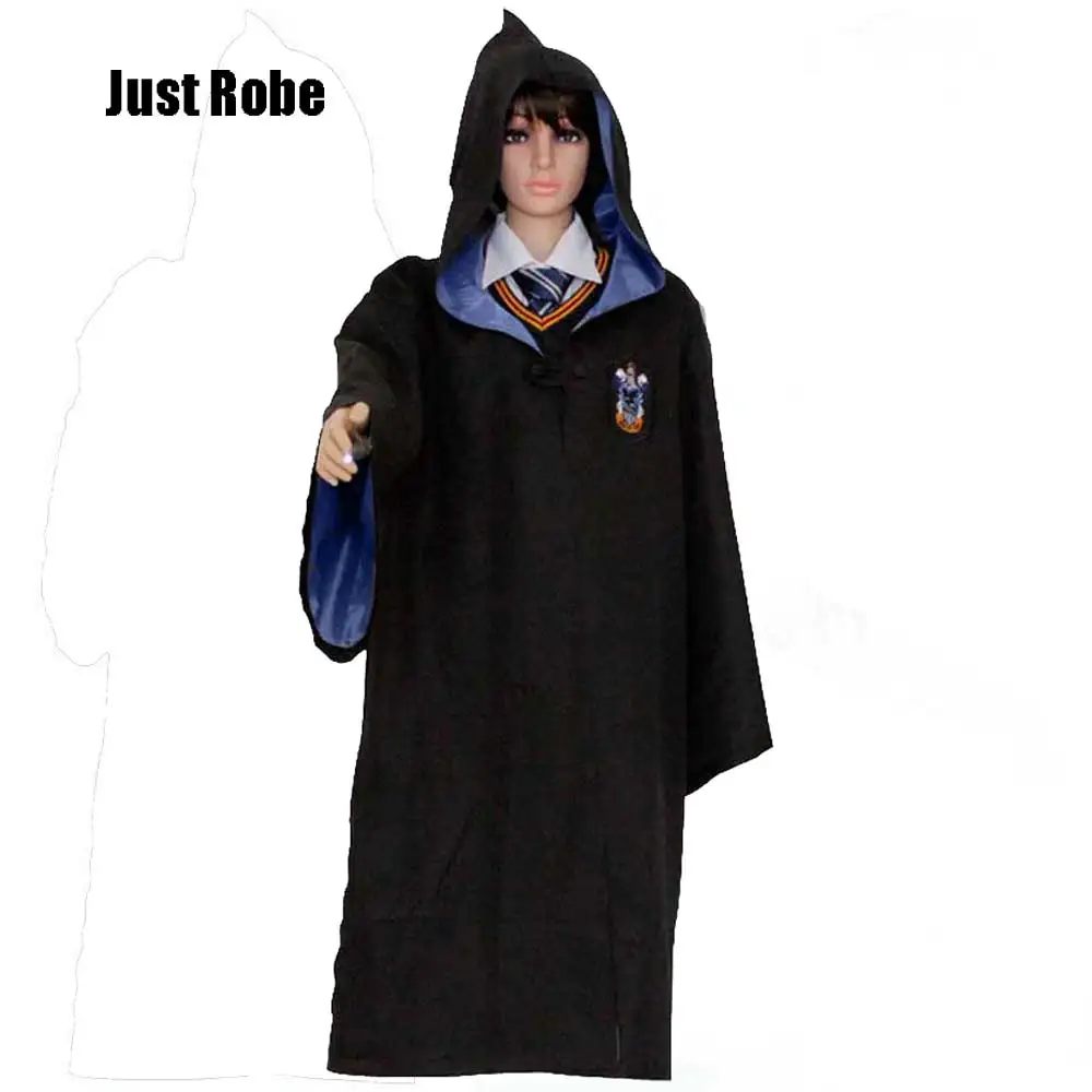 robe 03 Детский костюм Слизерин для взрослых Ravenclaw Gryffindor Hufflepuff, Волшебная Одежда, плащ, шарф, галстук, палочка, очки, набор - Цвет: robe 03