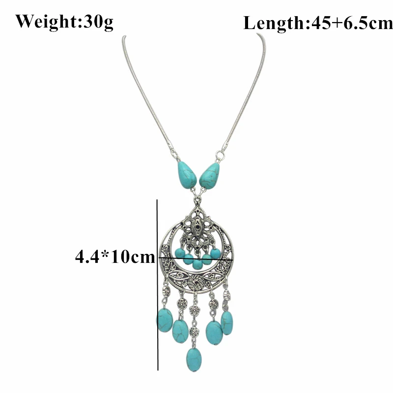 Olaru Brand Vintage Jewelry Natural Stone Bead Flower Pendant Maxi Neckalce Ethnic Long Choker Necklaces For Woman Accessories | Украшения