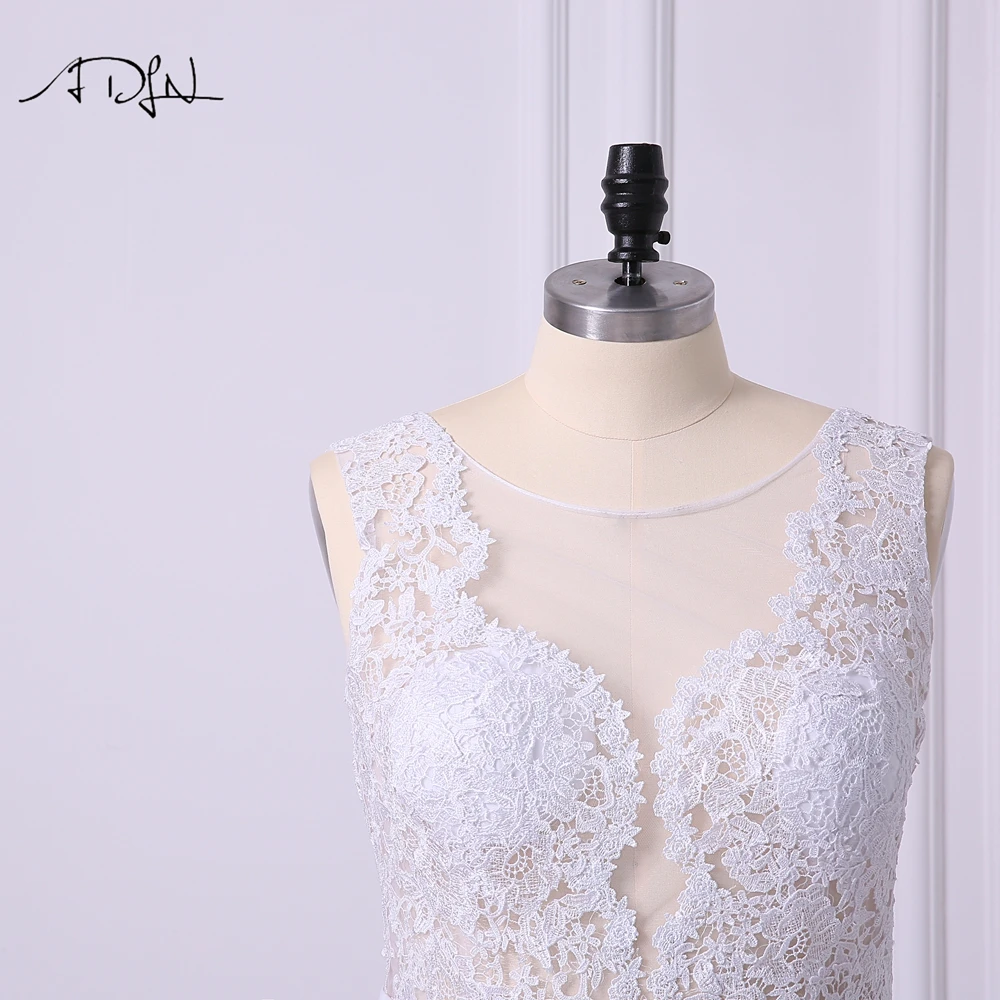 Свадебное платье ADLN свадебное из тюля трапециевидной формы прозрачное кружевное