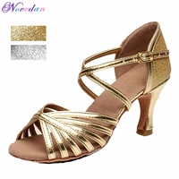new gold silver salsa latin dance shoes for women girls tango ballroom dance shoes high heels soft dancing shoes 5cm7cm