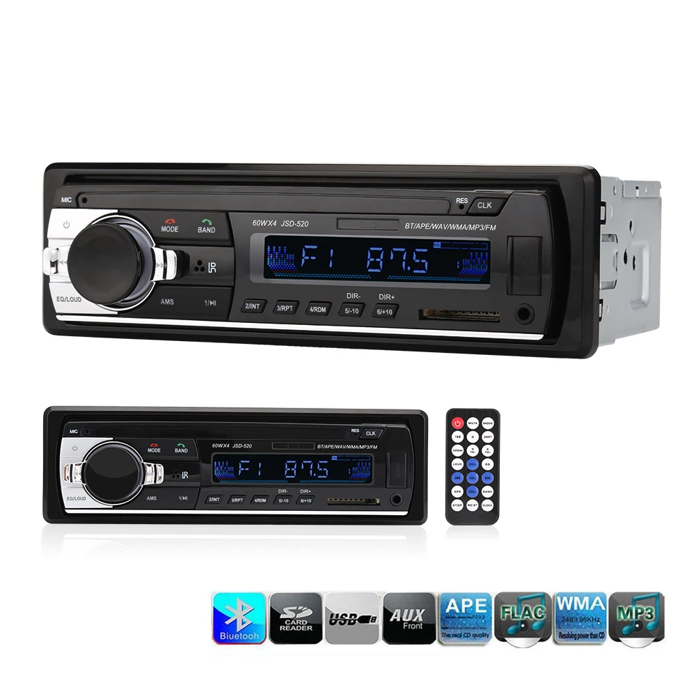 Автомобиль Радио стерео проигрыватель Bluetooth телефона AUX IN MP3 FM/USB/1 Din/пульт
