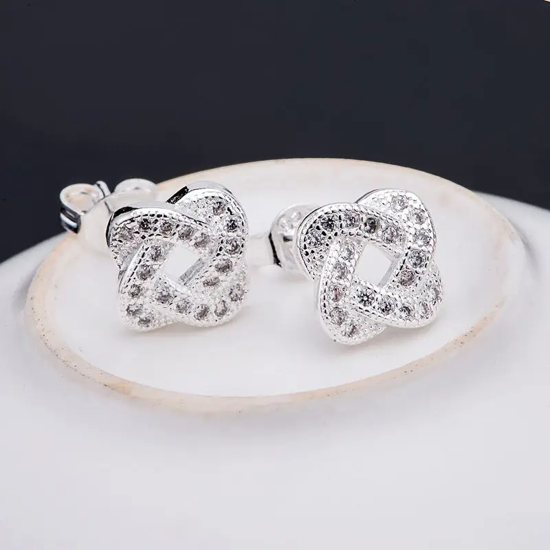 Посеребренные серьги серебряные модные ювелирные изделия Переплетенные