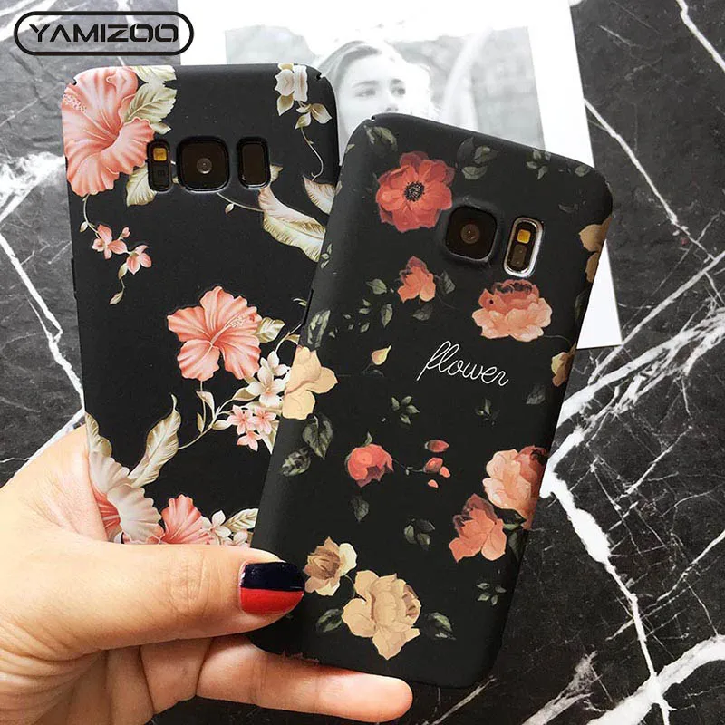 MOUSEMI For Samsung Galaxy s7 s8 Plus s9 Case Flower Hard Phone Cases Marble Back Cover Edge Note 8 |