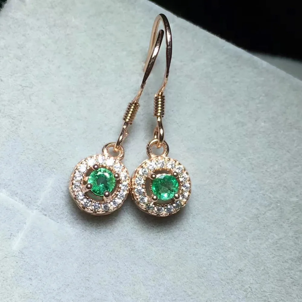 2017 Rushed Qi Xuan_Fashion Jewelry_Colombia Green Stone Round Earrings_Rose Gold Color Earrings_Factory прямые продажи|green