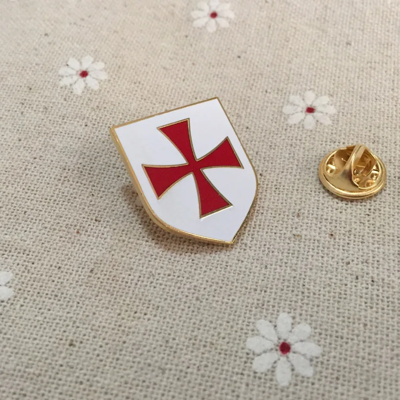 100pcs Factory Customized Pins and Badges Masonic Christian Army Crusader Knights Templar Red Cross White Shield Mason Lapel Pin | Дом и сад