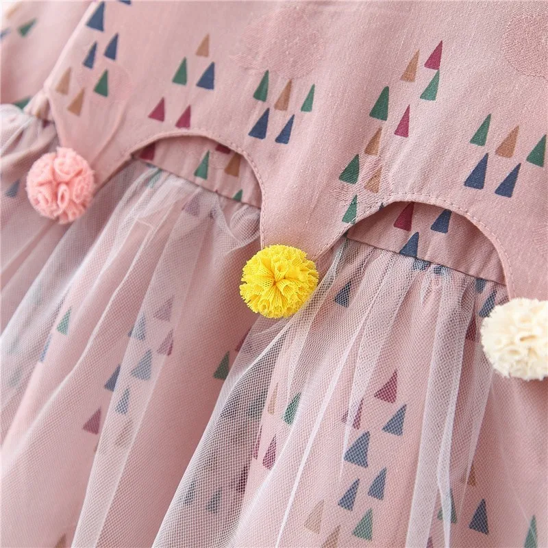 Весенне-осеннее детское хлопковое платье принцессы с длинным рукавом и принтом