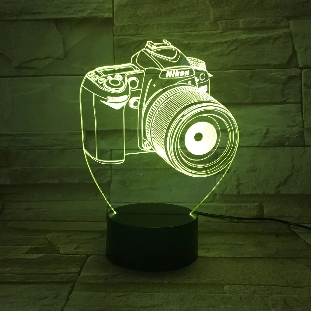 Новинка подарки 3D акрил развлечения камера Иллюзия светодиодный светильник USB Настольный свет гамма ночник Романтический прикроватный светильник украшения