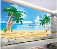 3d room wallpaer custom photo mural modern seaside coconut tree scenery room home decor 3d wall murals wallpaper for walls 3d