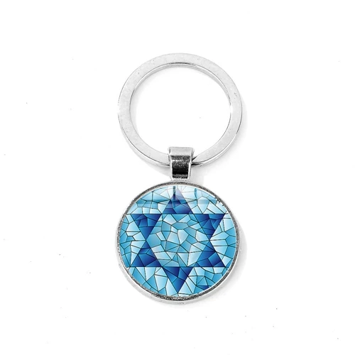 Style 8 SIAN Israel Star of David брелок с гексаграммой геометрический иудейский щит символ Печатный стеклянный брелок с кабошоном Judaica украшения с иудейской символикой - Цвет: Style 8