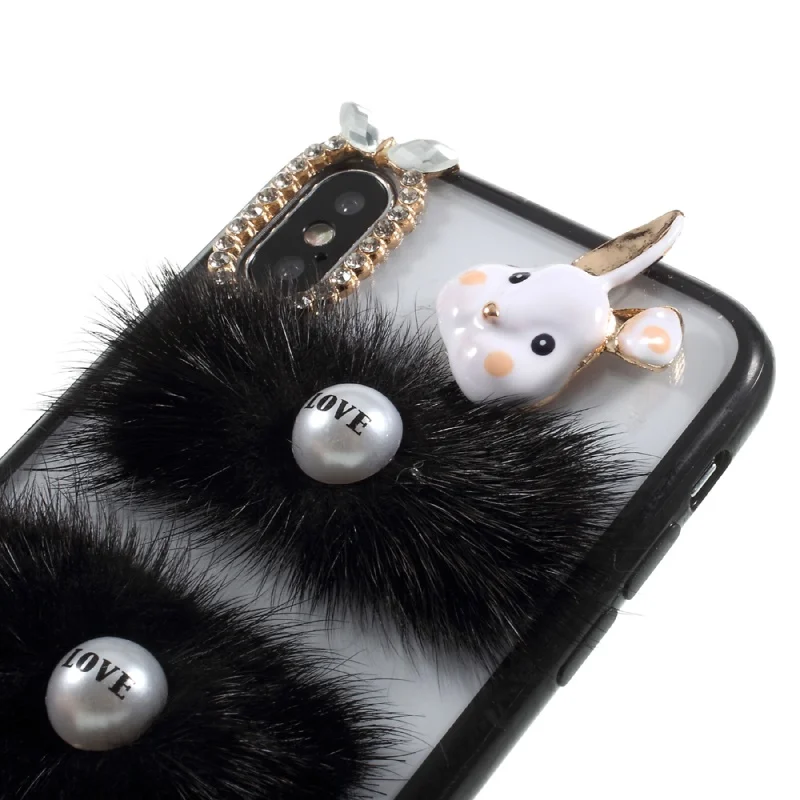 Dulcii для iphone х чехол 3D Кролик декор стразами Мех животных PC ТПУ телефона IPhone X|for