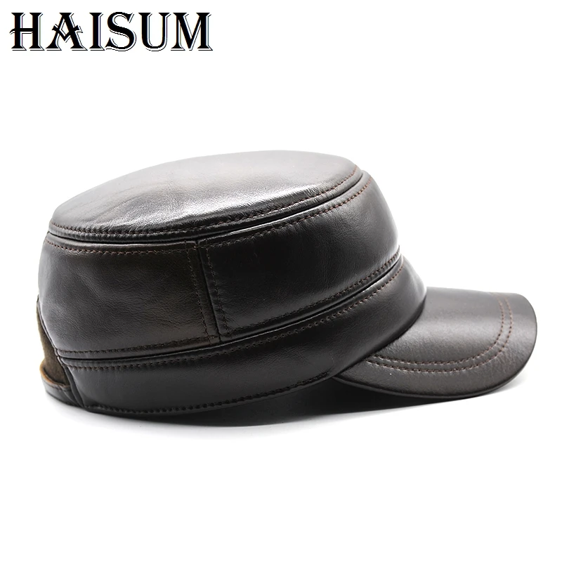 2018 зимняя мужская тёплая шапка из натуральной кожи бейсбольная кепка с ушками