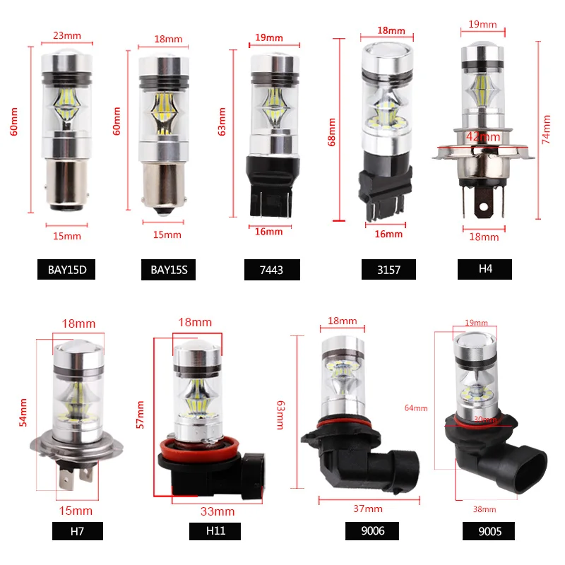 2 шт. H7 Led H8 H11 светодиодные лампы HB3 9005 HB4 9006 Авто Противотуманные фары BA15S BAY15D P21W P21/5