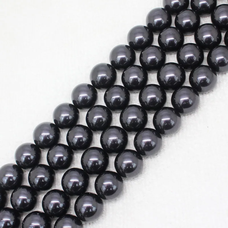 Оптовая продажа 8-14 мм красивый черный жемчужный Круглый свободный Beads15 &quot/38 см
