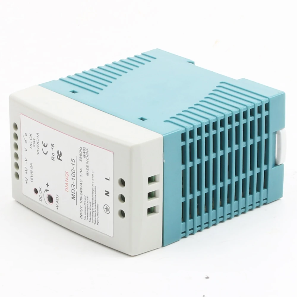 DIANQI MDR-100 12 В 15 в 24 в 36 в 48 в 100 Вт din-рейка источник питания ac-dc трансформатор для светодиодных лент светильник 110 В 220 В