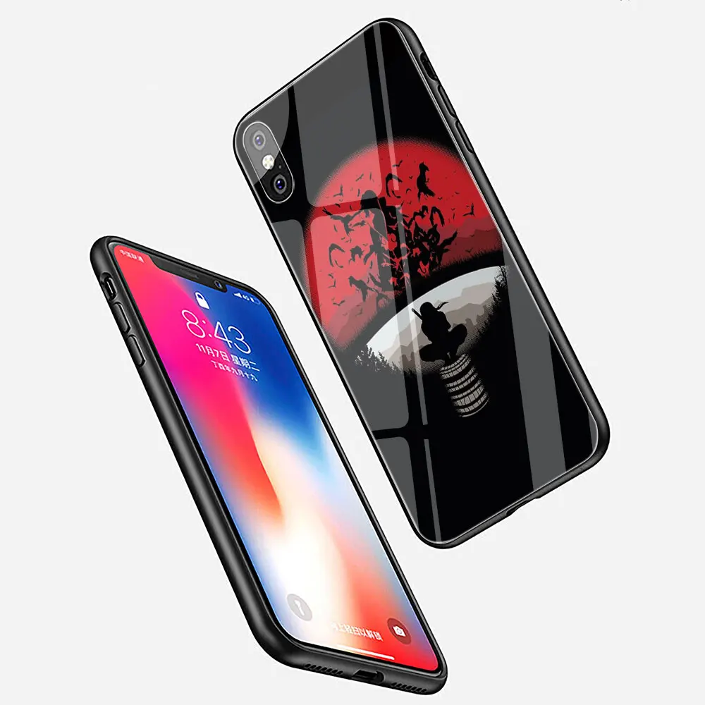 Наруто Shippuden Uchiha Itachi закаленное стекло чехол для телефона чехол для iPhone 6 6S Plus 7 8 Plus X XS XR XS Max