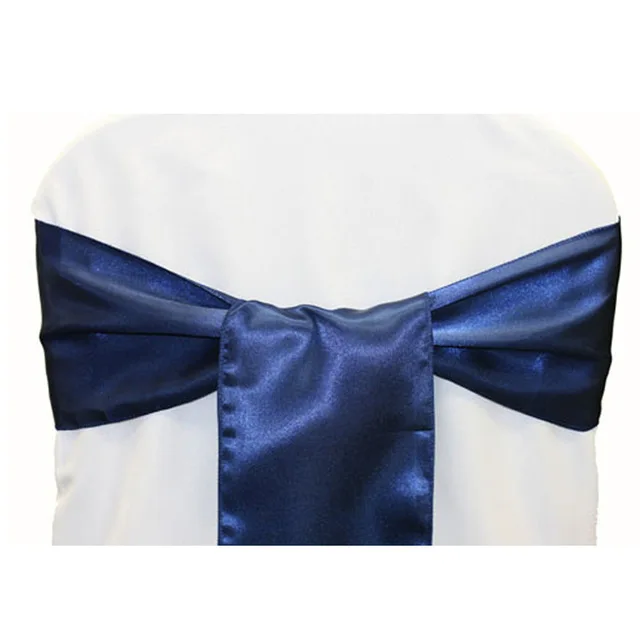 navy blue BIT. FLY/1 шт. атласные свадебные стулья 15x275 см с узелком, вечерние украшения для стульев, галстуки-бабочки для свадьбы, отеля, банкета - Цвет: navy blue