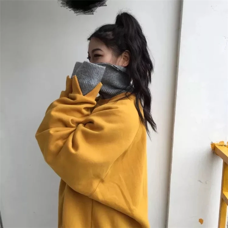 Autumn Winter Korean Women's Clothing Runaway Harajuku Oversize Hoodies High Collar Long Sleeve Loose Top Sweatshirt Pullover