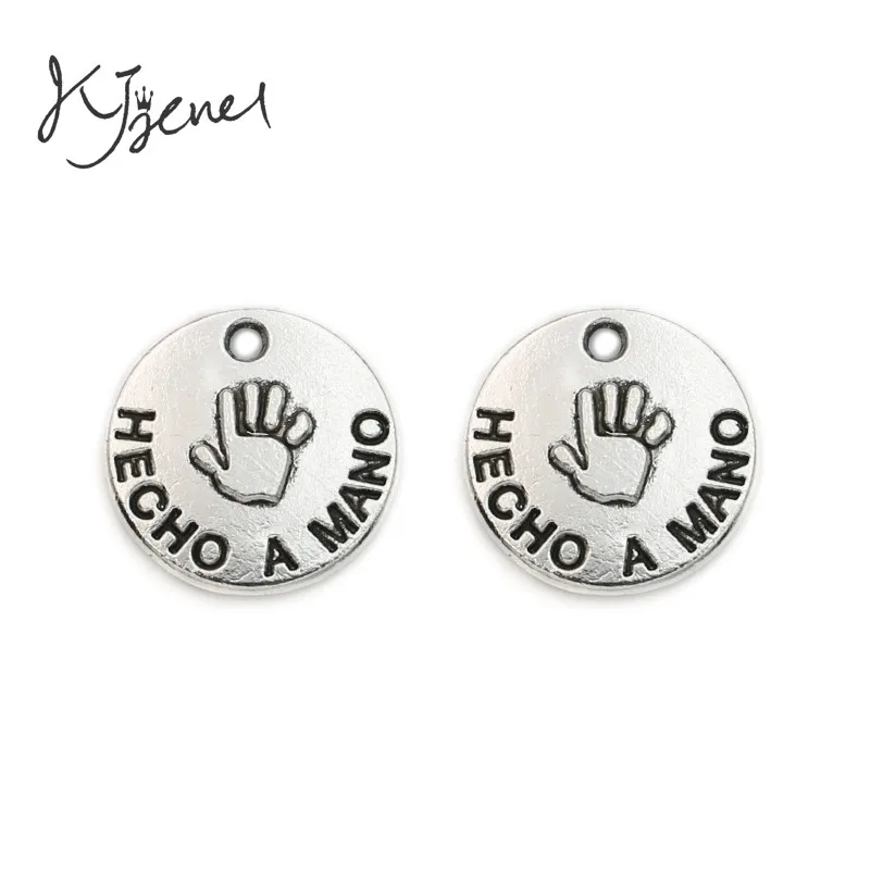 

KJjewel Античная Посеребренная Подвеска Hecho a mano Подходит для европейских браслетов ожерелье ювелирные изделия аксессуары DIY 16 мм