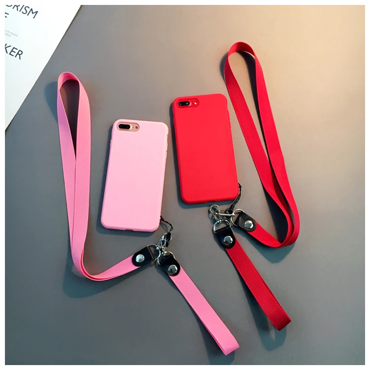 Silicone TPU phone back cover for iphone 7plus 6 6s 6plus 7 8 8plus matte plain silicone case XS MAX XR with strap |