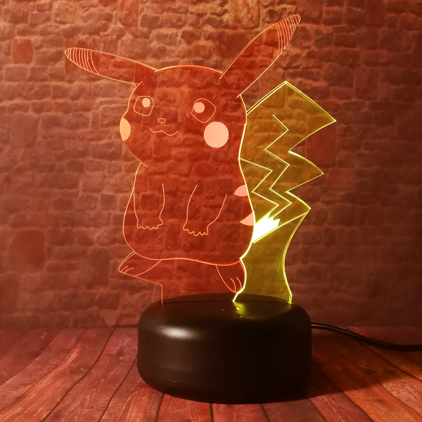 Животные Покемон Пикачу LED двойной микс 7 цветов Chnage Авто настольная лампа Дети