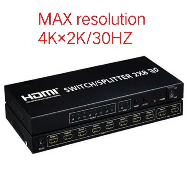 2X8 w power adapter 2x4 HDMI сплиттер 1.4b переключатель матричный аудио видео конвертер адаптер поддерживает 3D 1080p 4K 2X2,2X8,3X2 - Цвет: 2X8 w power adapter