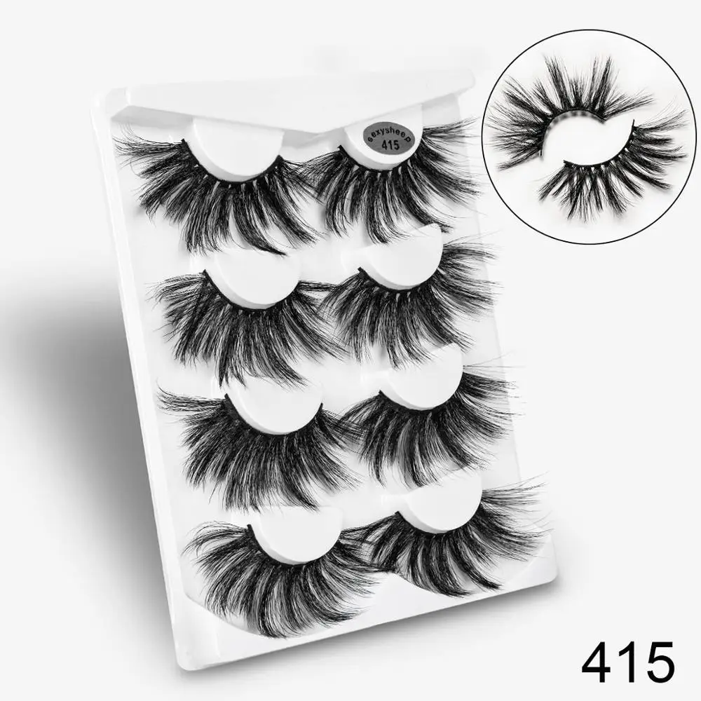 415 SEXYSHEEP 4 пары 25 мм Накладные ресницы Поддельные ресницы длинные Макияж 3d искусственной норки ресницы наращивания ресниц норки ресницы для красоты - Цвет: 415