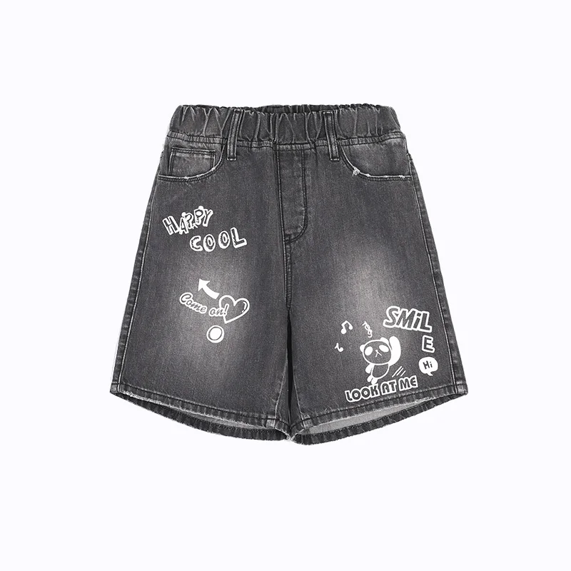 LEIJIJEANS Лето 2019 г. Письмо печати хлопок по колено Bleach High Street эластичный пояс
