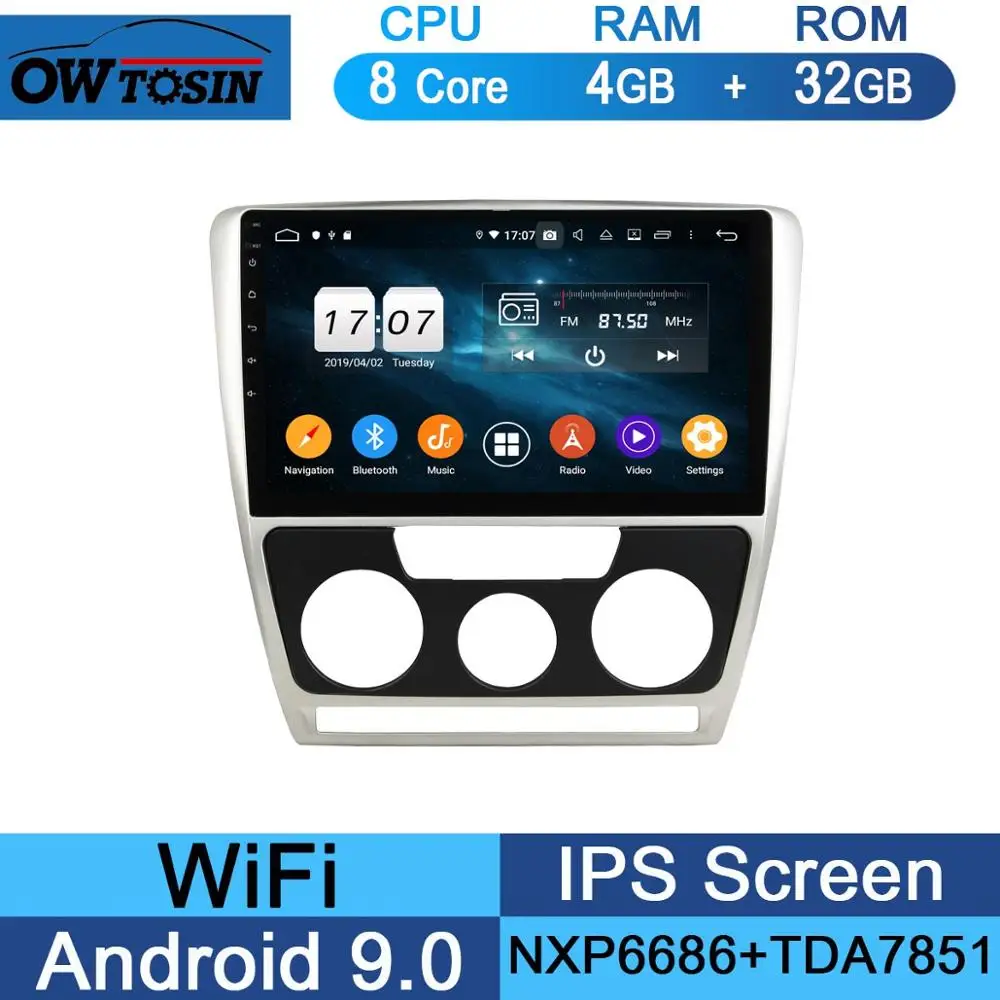 32G 10," ips 8 ядерный 4G+ 64G Android 9,0 автомобильный dvd-плеер для Skoda Octavia A5 2007 2008 2009 2010 2012 2013 gps Радио стерео DSP - Цвет: 32G