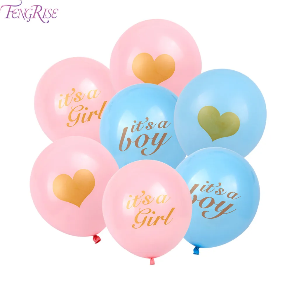 FENGRISE Baby Shower воздушные шары Пол выявить Babyshower золотой блеск розовый синий висит